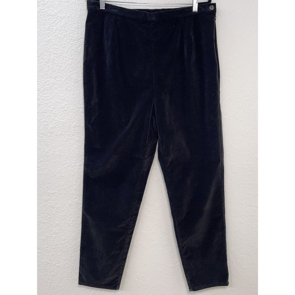 VTG Y2K DENIM & CO Womens Plus SIZE 20W Black Velvet Side Zip Straight PANT EUC